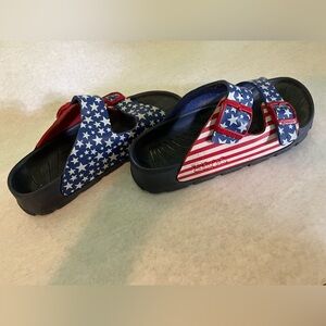 Birkenstock Birkis Red, White and Blue sandals, size 37R